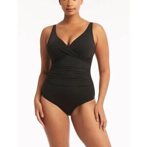 Sea Level Australia Nordstrom Eco Essentials Cross Front One-Piece Suit Sz 8 NWT